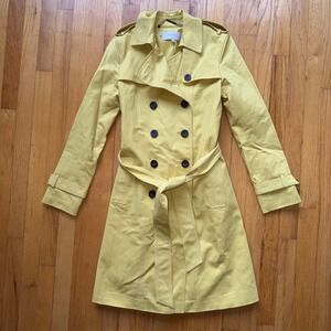 Hobbs London Double Breasted Trench Coat 2‎ Yellow Chartreuse Belted Spring